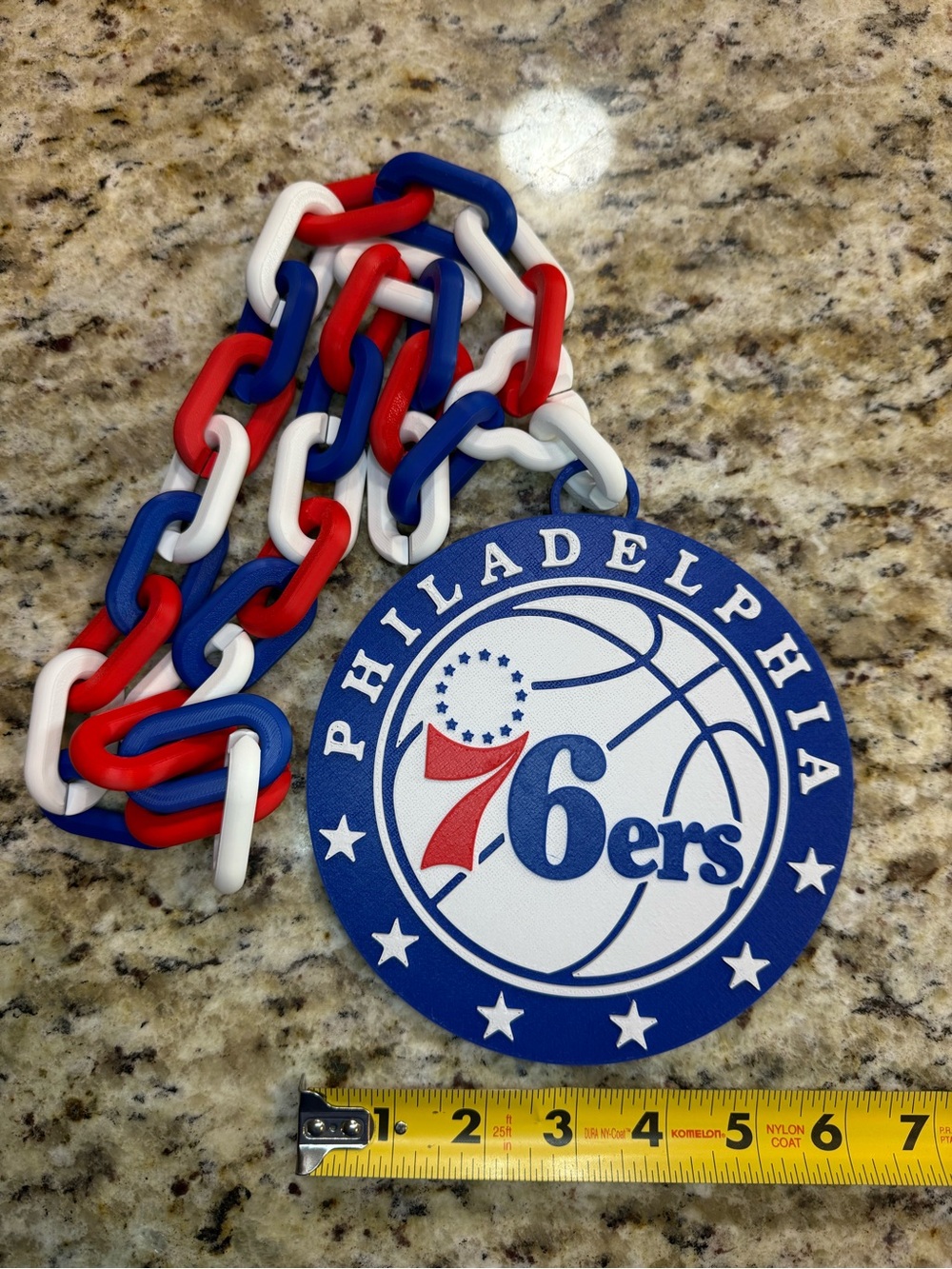 Philadelphia 76ers hype chain 3d print 34" chain 7" pendant necklace